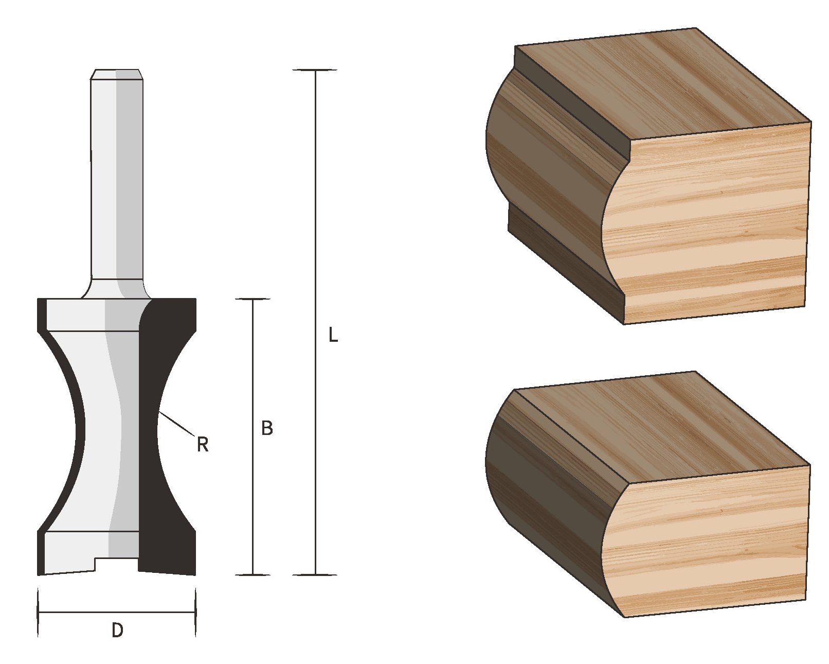 FAMAG HM-Halbstabfräser D20,2 B32 R18 GL62,6mm, SØ8 mm ohne Anlauflager