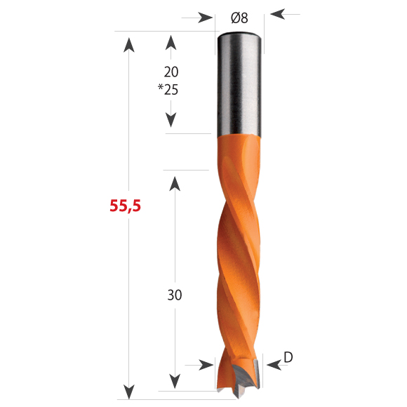 Hartmetall Dübelbohrer Serie 306, Schaft 8 x 20 mm