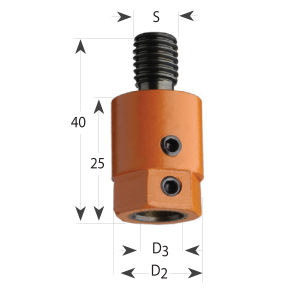 Adapter 302 mit flacher Stoßfläche, M10 - für Bohrer S10, D19,5x25x40 M10 L