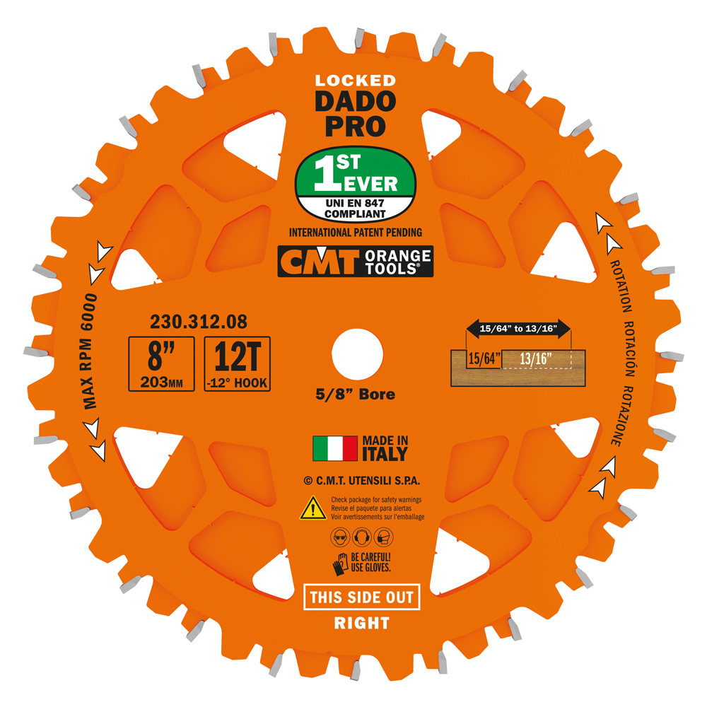 CMT Nutscheibe im Set DADO PRO Ø 203 x 6,2-20 d15,87 Z12 HW