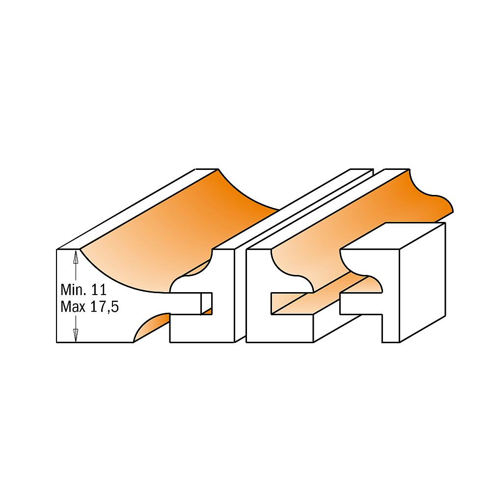 CMT 3-teilige Profilfräsersets für Türen - Profil A S=12 HW