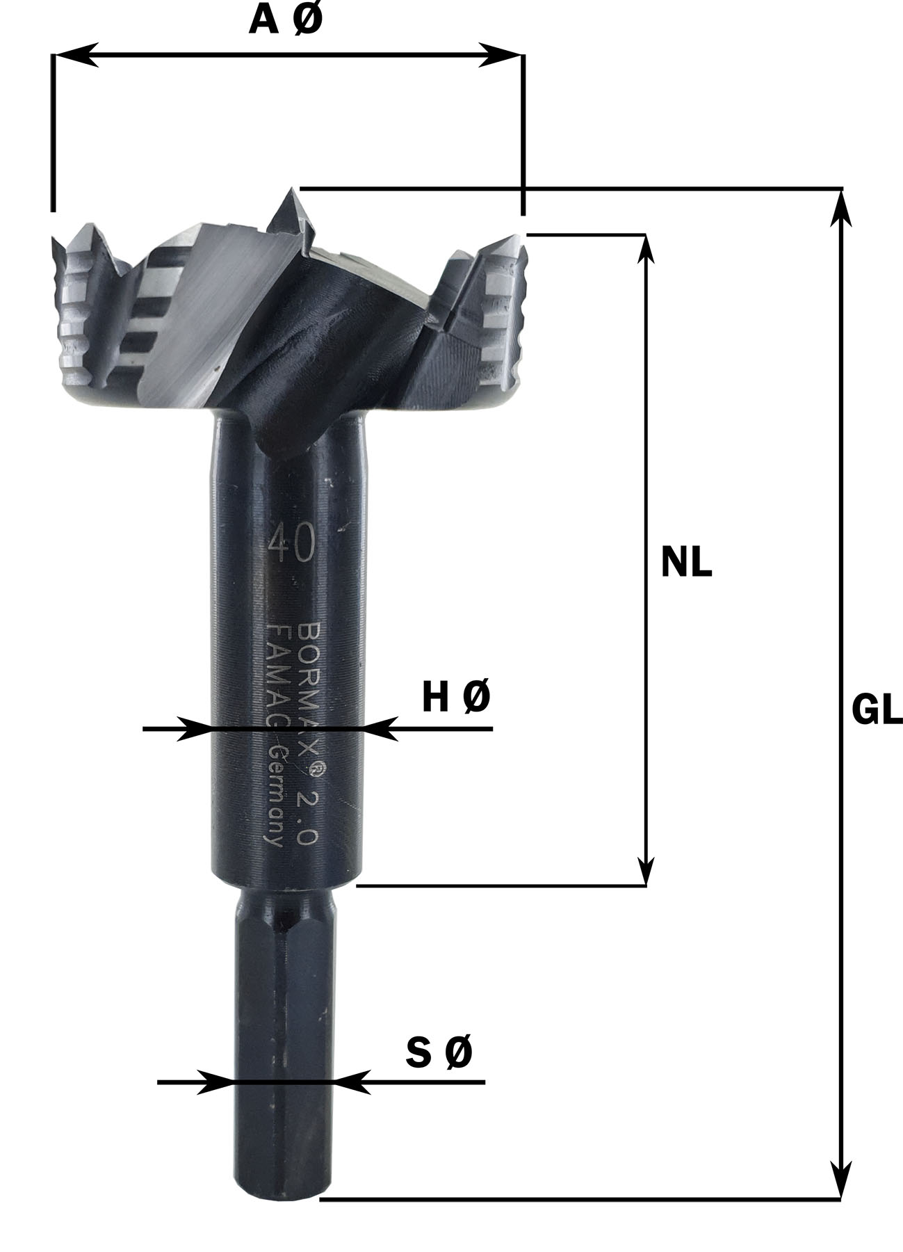 FAMAG 1622 Bormax/1630 Satz im Holzkoffer, 16-teilig: Ø 1/4 - 2.1/8 Zoll