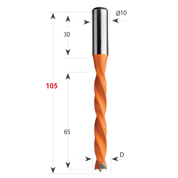 Hartmetall Dübelbohrer Serie 372, Schaft 10 x 30 mm