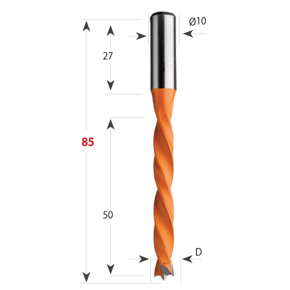 CMT Dübelbohrer S=10x27 GL=85 NL=50