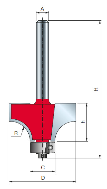 Freud Abrundfräser Schaft 6 mm 1,59 (Radius)