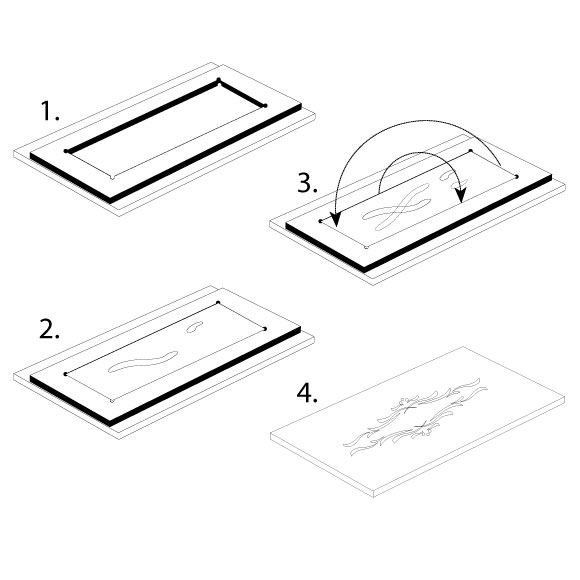 CMT set für ornamente, 3D Fräser S = 8 mm, klassische Schablone mit rahmen