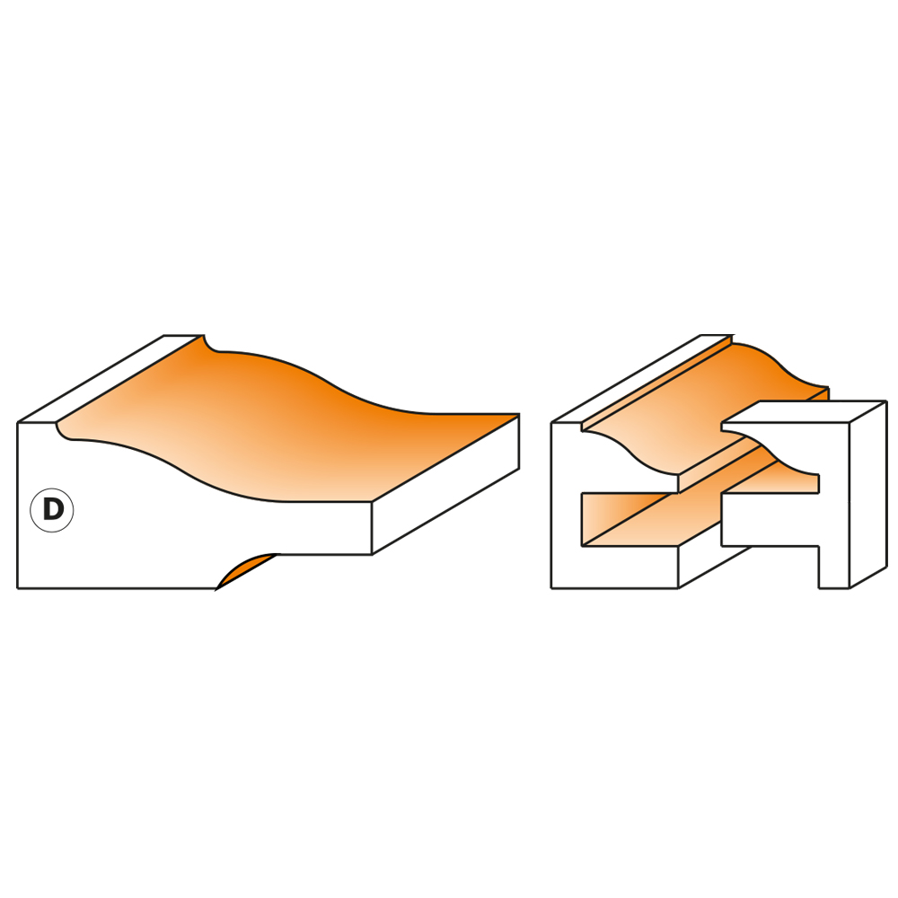 CMT 3-teilige Profilfräsersets für Türen - Profil C S=12 HW