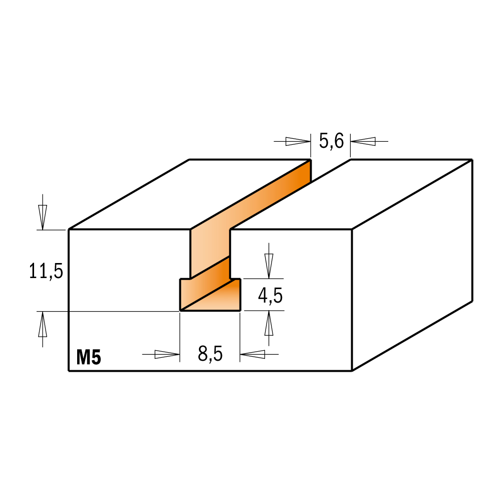 CMT C950 Schlüssellochfräser HW - D8,5x11,5 d5,6 L47 S=8 Z1, M5