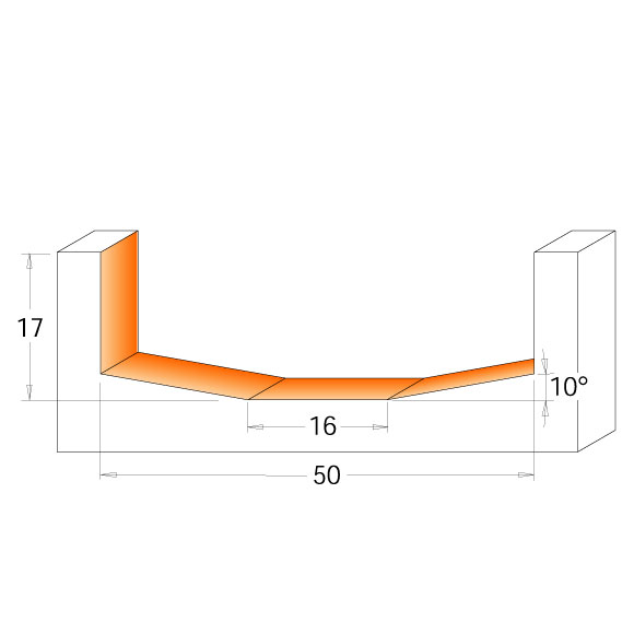 CMT C970 Abplattfräser für Paneele - D50 d2=16 I17 A=10° S=12