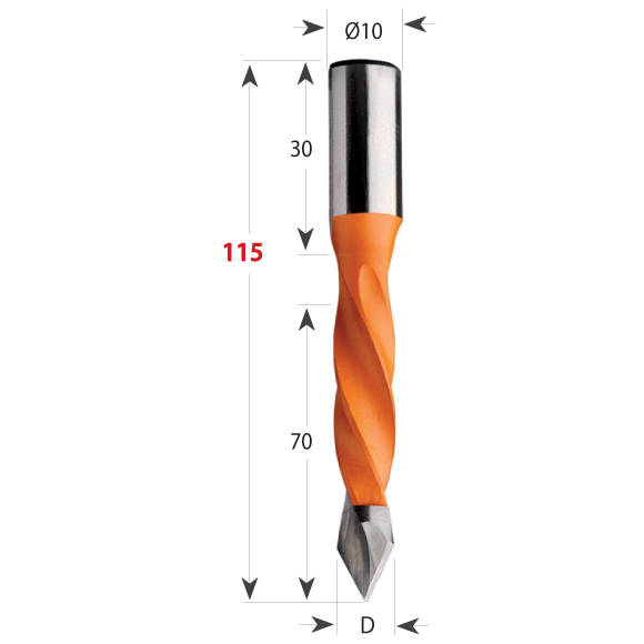 Hartmetall Dübelbohrer Serie 381 für Durchgangslöcher, Schaft 10 x 20 mm