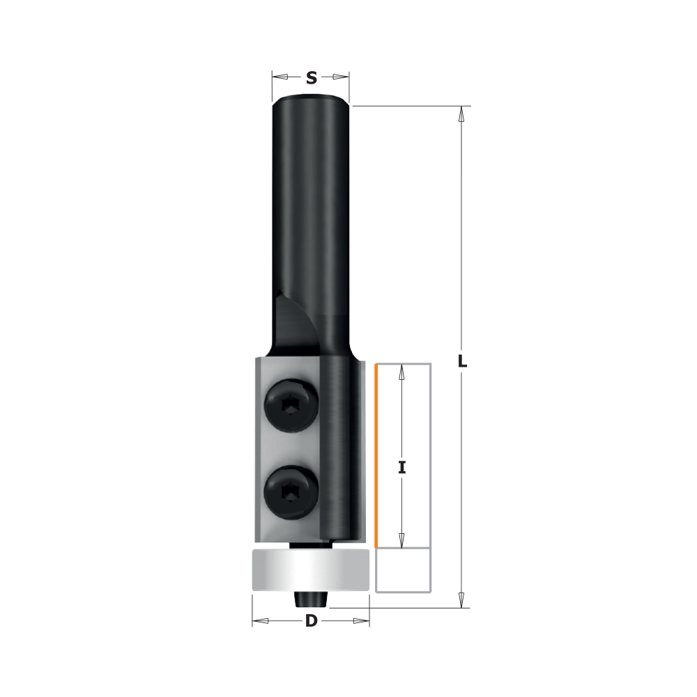 IGM F052 Wendeplatten-Bündigfräser für CORIAN - D19,05x30 L83 S=12