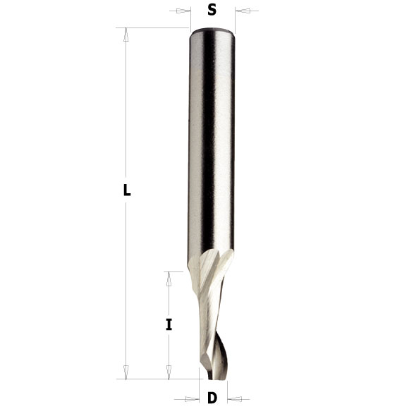 CMT C188 Spiralfräser mit einer Positivschneide für Aluminium und PVC - D10x14 L80 S=8mm HSS