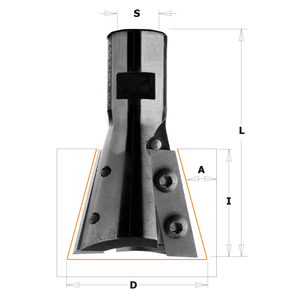 CMT Wendeplatten-Zinkenfräser - 15° D39,5x31,5 S=M12x1 HW