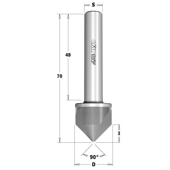 C521 Senker mit Zylinderschaft 90° - D19,2 I9 L70 S=10x48