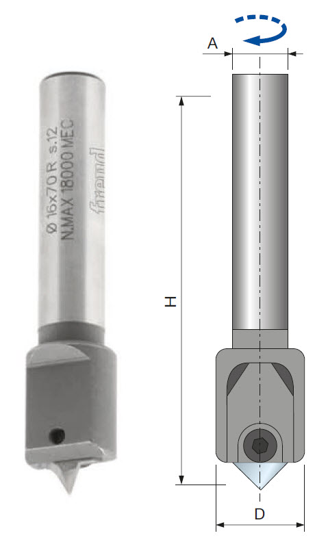 Profil Schaftfräser NC01M für CNC-Fräse D=16 H=70 S=12x50