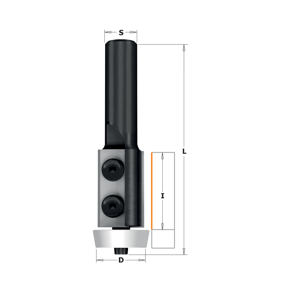 IGM F052 Wendeplatten-Bündigfräser mit konischem Kugellager für CORIAN - D22x30 A10° L83 S=12