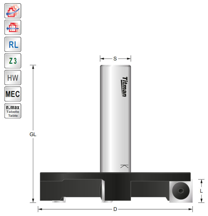 WP-Planfräser HW Z=3 D=55 L=12 S=16