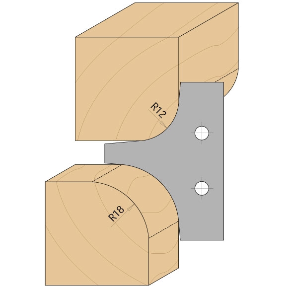 Messer für C694003 - Messerpaar R=12+18mm