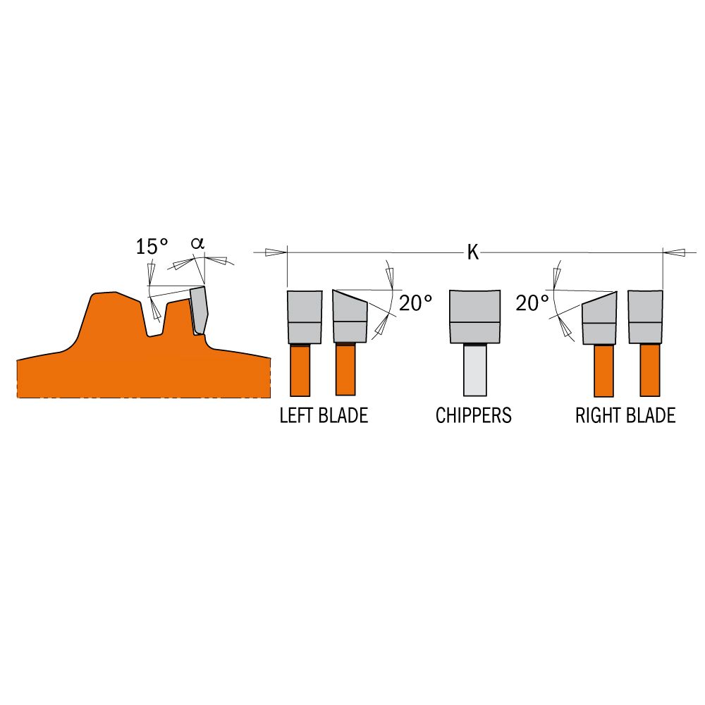 CMT Nutscheibe im Set DADO PRO Ø 203 x 6,2-20 d15,87 Z12 HW