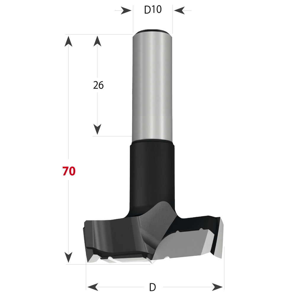 CMT HW Beschlagbohrer369 Xtreme S10 L70 HW - D15 S=10x26 L70 LH