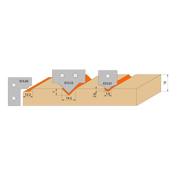 C615 Set für MDF-Türen CNC S=20mm