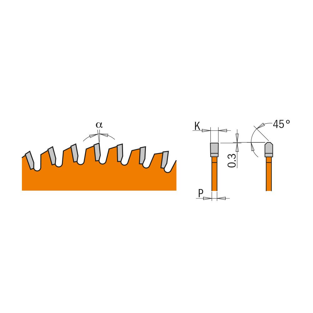 CMT Orange Kreissägeblatt für Aluminium, NE-Metalle, Kunststoffe, besch. Platten, neg. Spanwinkel