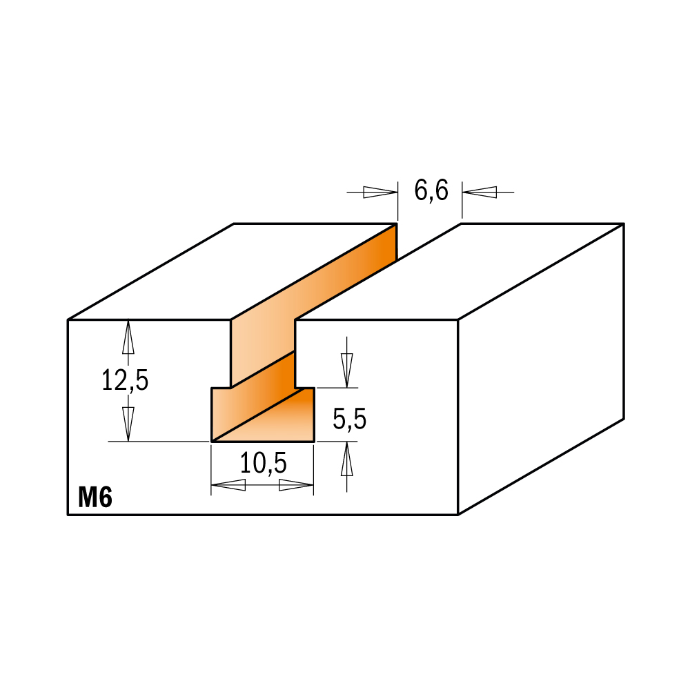 CMT C950 Schlüssellochfräser HW - D10,5x12,5 d6,6 L48 S=8 Z1, M6