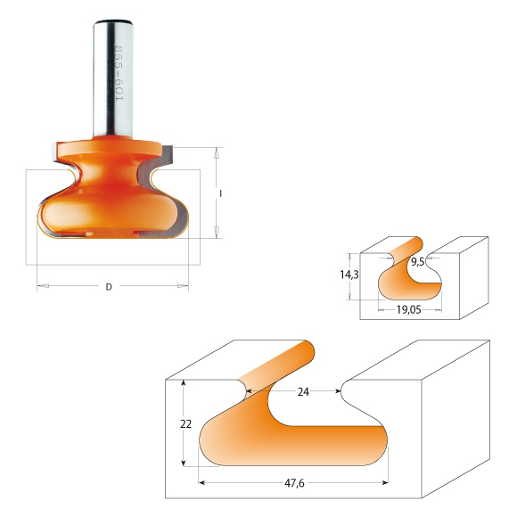 CMT C955 Griffleistenfräser - D19,5x14,3 S=12,7 HW