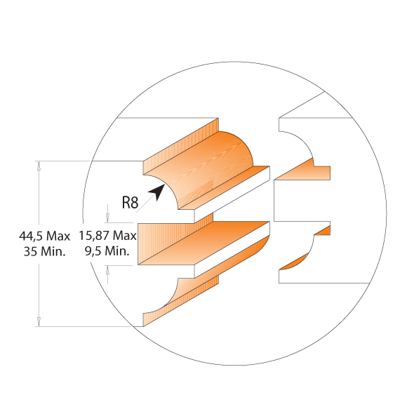 CMT 3-teilige Türenfräsersets 3 STK., S=12 HW