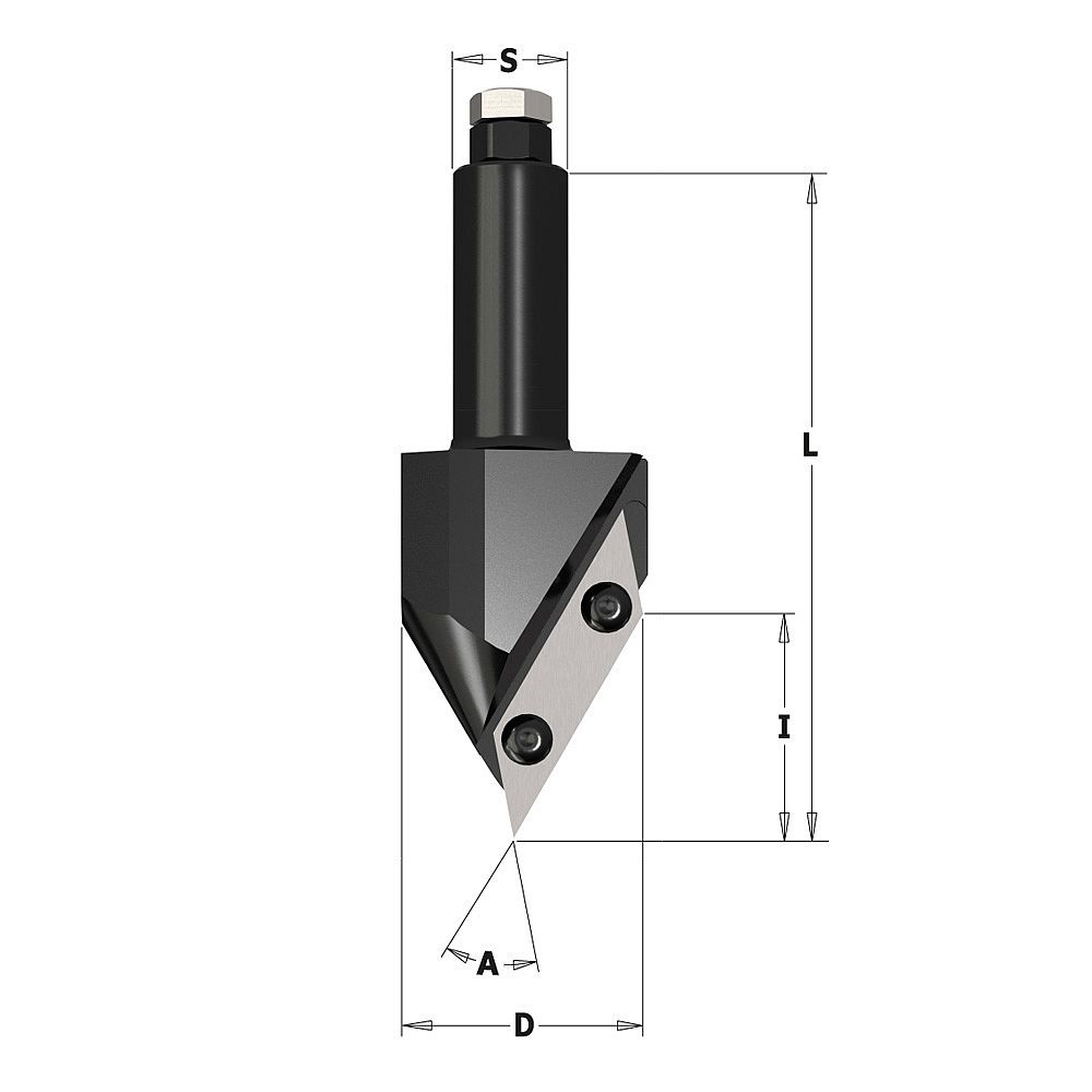 F465 Fasenfräser V-Fräser HW - 60° D44x38 L115 S=20 Z1