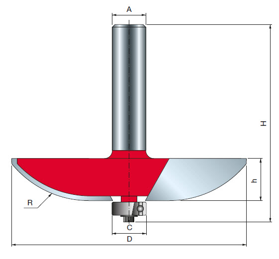 Freud Abplattfräser Schaft 12 mm 38,1° (Radius)