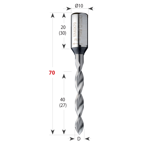 Vollhartmetall Dübelbohrer Serie 314 Xtreme für Durchgangslöcher, Gesamtlänge 70 mm, Schaft 10 mm