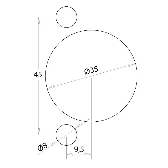 CMT Bohrkopf für Scharniere für Dübler, 45-9,5 mm BLUM, SALICE, HAFELE, HETTICH