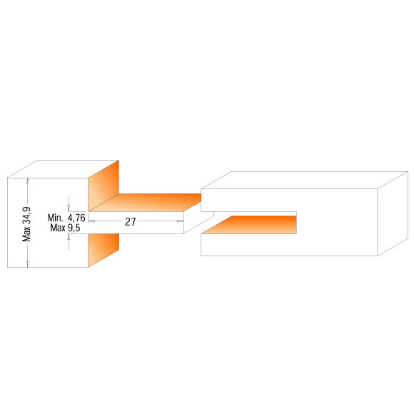 CMT Nut- und Federfräsersets - D75 I34,9 H27 S=12 HW