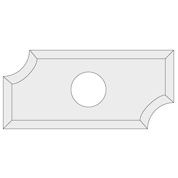 N031 Hartmetall Radius-Wendeplatte - R2 19,5x9x1,5 Schichtpressstoff, MDF