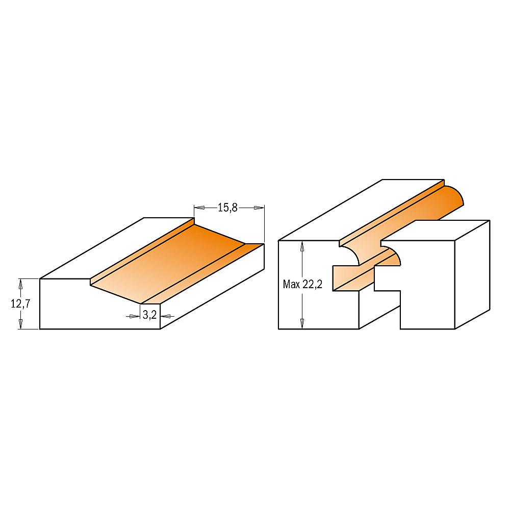 CMT 3-teilige „kleiner Bogen”-Profilfräsersets S=8 HW