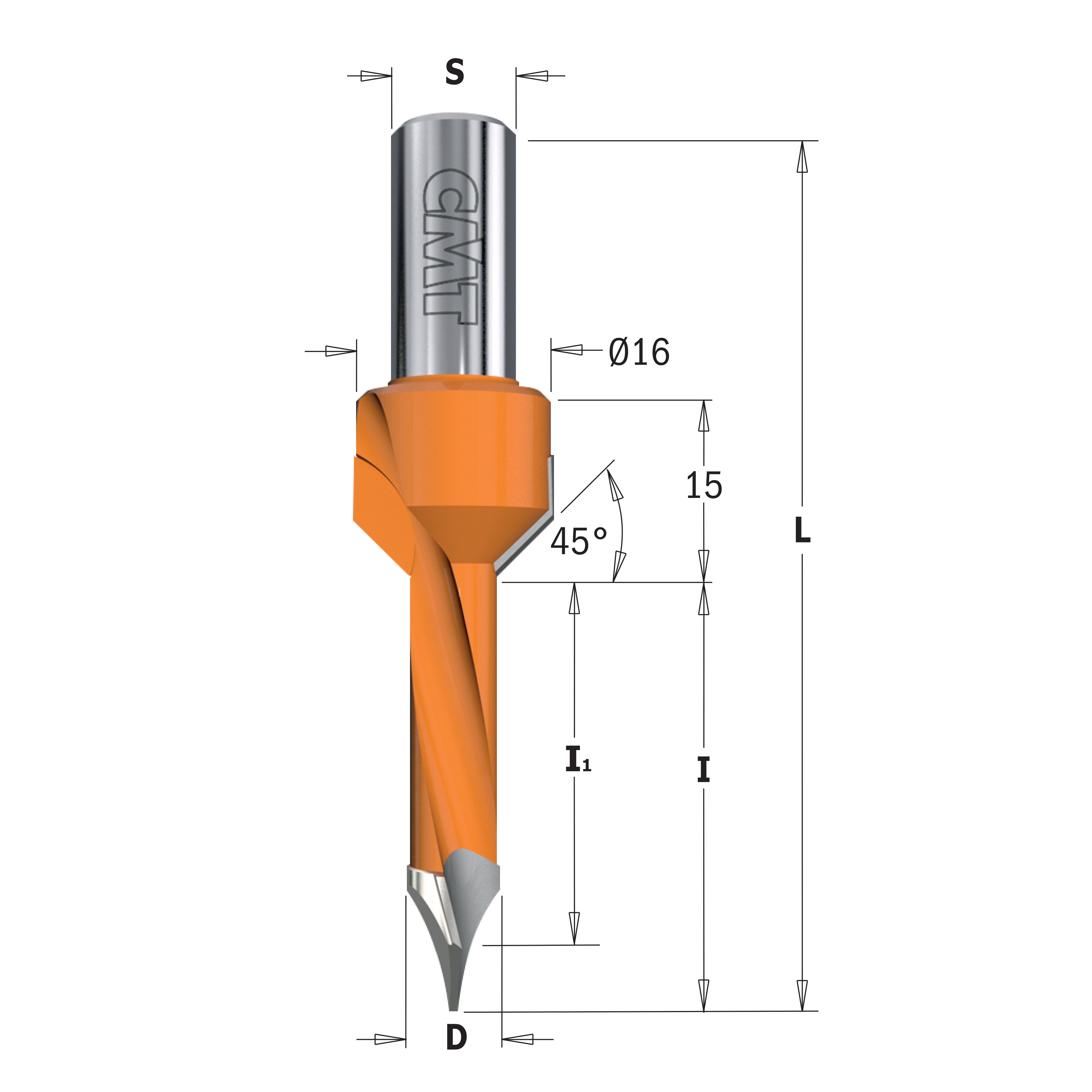 Hartmetall Dübelbohrer Serie 378 für Durchgangslöcher mit Senker, Schaft 10 x 20 mm