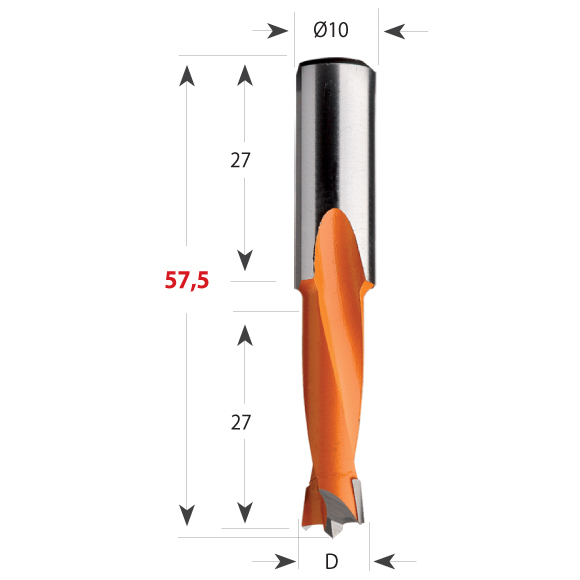 CMT Dübelbohrer S=10x27 GL=57,5 NL=27