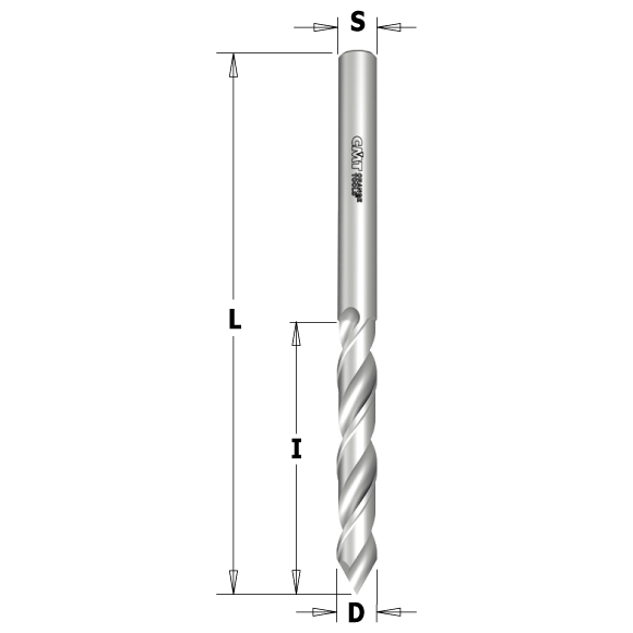 Vollhartmetallspiralbohrer 363 für Durchgangslöcher 60° HWM - D2,5x27 L55 S=D LH