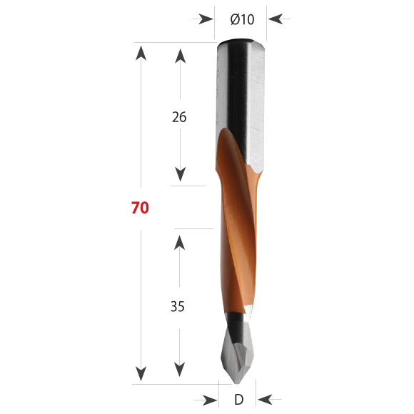 Hartmetall Dübelbohrer Serie 314 Xtreme für Durchgangslöcher, Schaft 10 x 26 mm