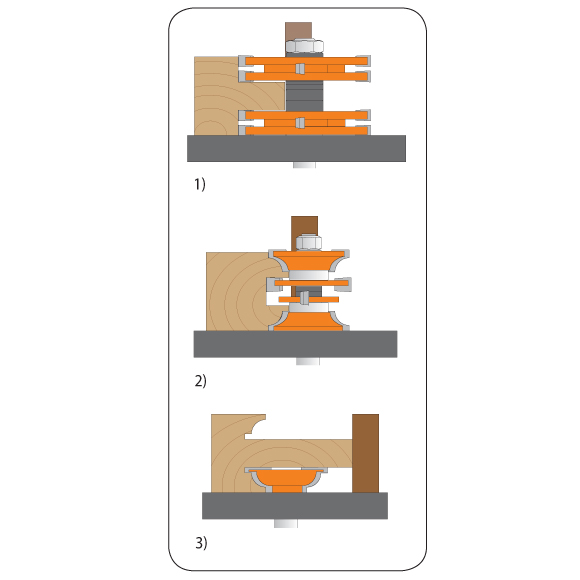 CMT 3-teilige Türenfräsersets 3 STK., S=12 HW