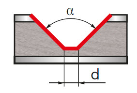 Freud V-Nutfräser zum Biegen von ACM-Platten Schaft 6 mm 90° x 16 (Winkel x Durchmesser)