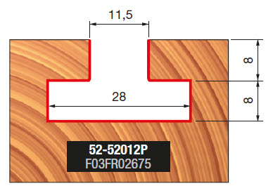 Freud T-Nutfräser Schaft 12 mm 28 x 16 (Durchmesser x Schnitthöhe (h))