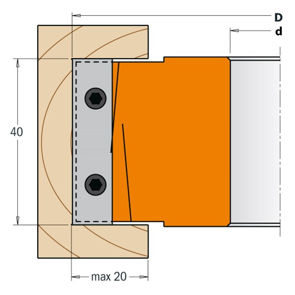 Falz- und 40mm-Profile Messerköpf MAN - D98x40-50 d30 Z2+2 ALU